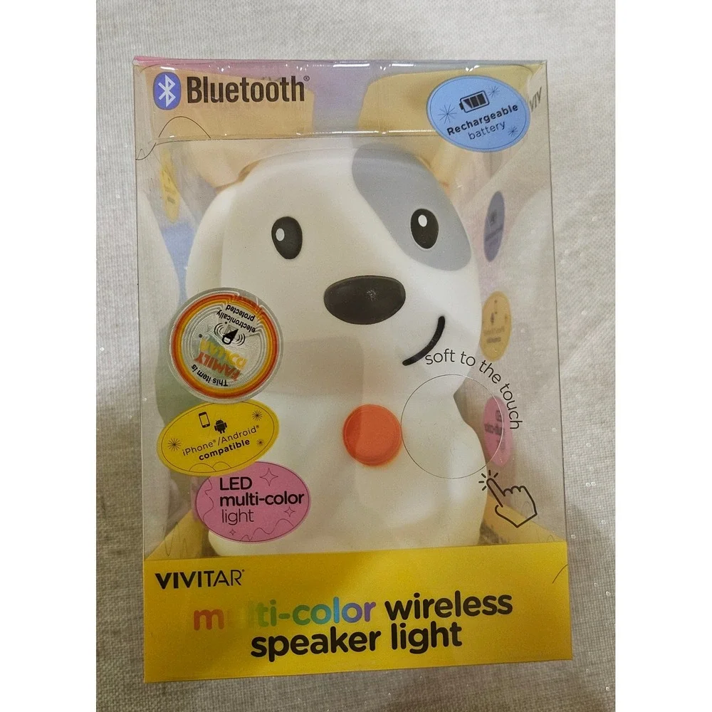 Vivitar Multi Color Wireless Speaker Light Dog Rechargeable LED Bluetooth New‎